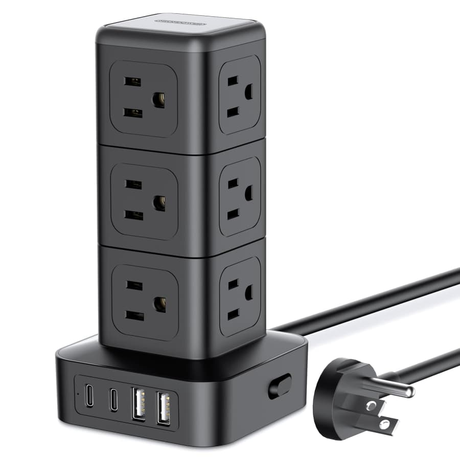 Ntonpower Compact Surge Protector Power Strip Tower for $12 Ntonpower Compact Surge Protector Power Strip Tower for $12