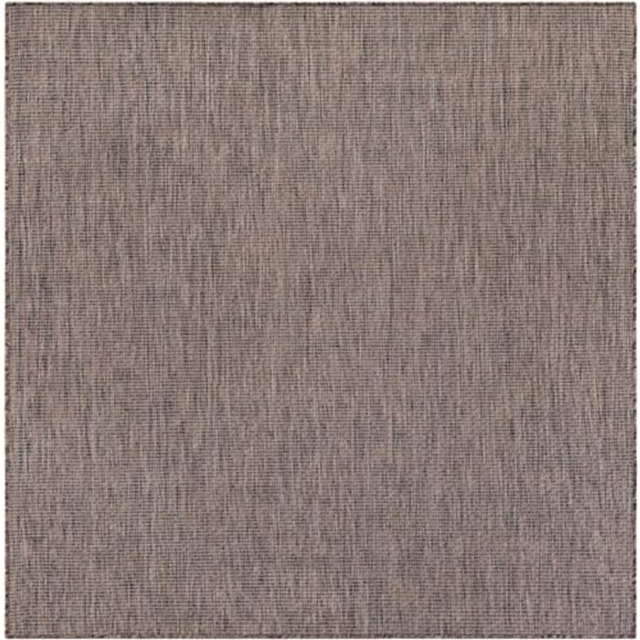 Unique Loom Outdoor Solid Collection Area Rug (6' 1" Square Light Brown/Ivory) for $60