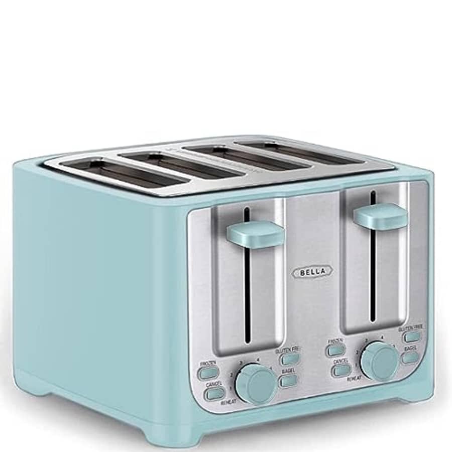 BELLA 4 Slice Toaster with Auto Shut Off - Extra Wide Slots & Removable Crumb Tray and Cancel, for $30