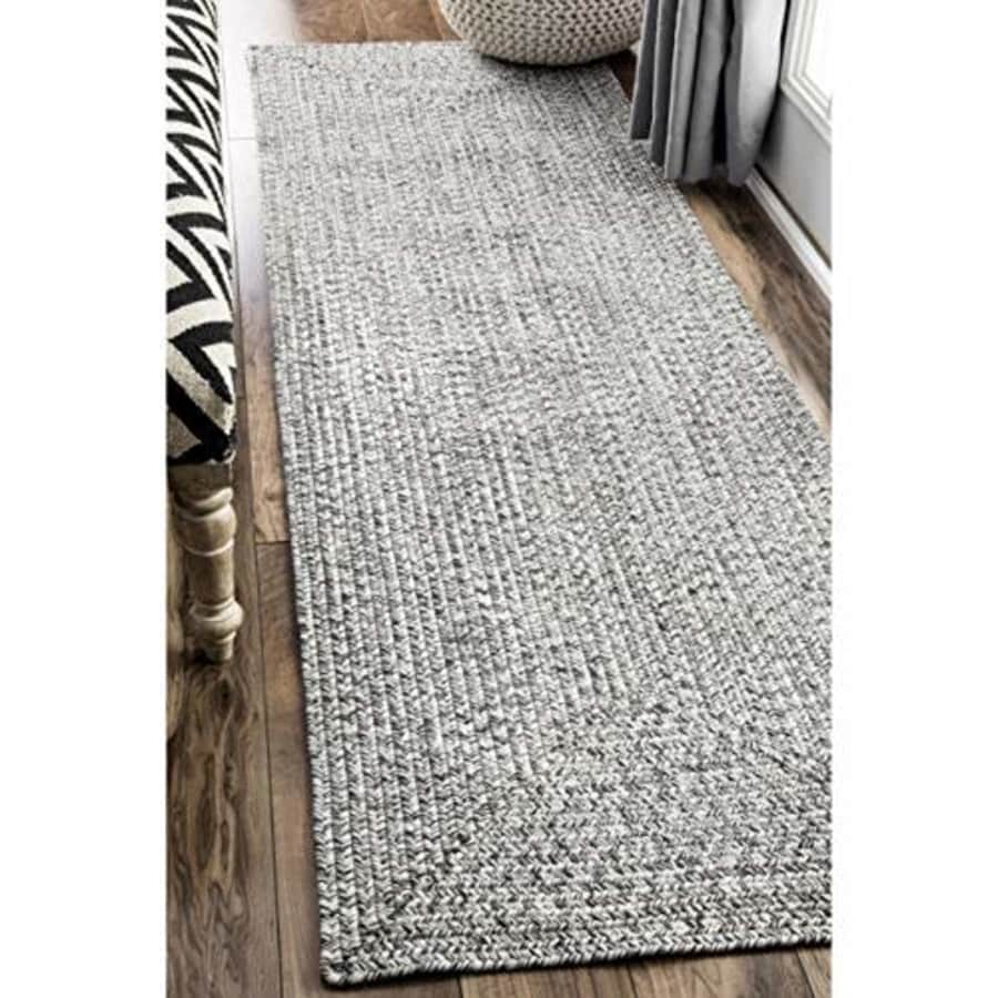 nuLOOM Lefebvre Braided Indoor/Outdoor Runner Rug, 2' 6" x 12', Light Grey for $90