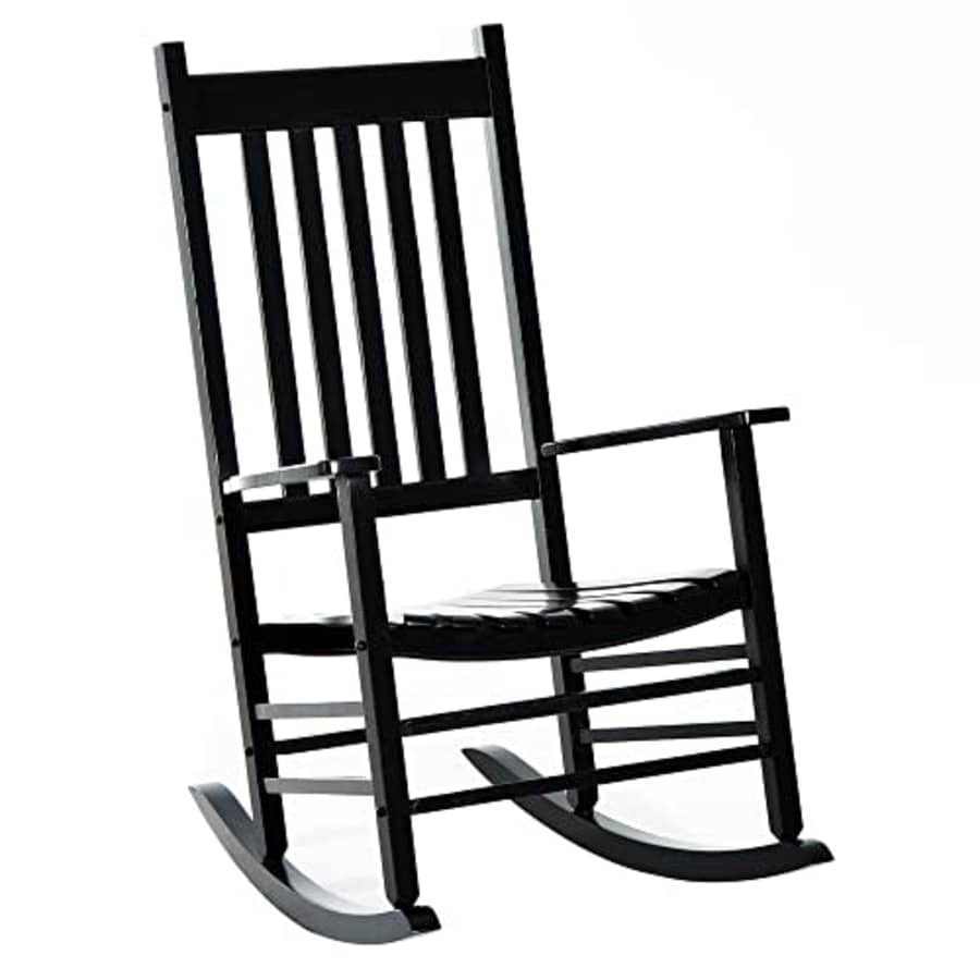 Outsunny Outdoor Rocking Chair, Wooden Rustic High Back All Weather Rocker, Slatted for Indoor, for $108