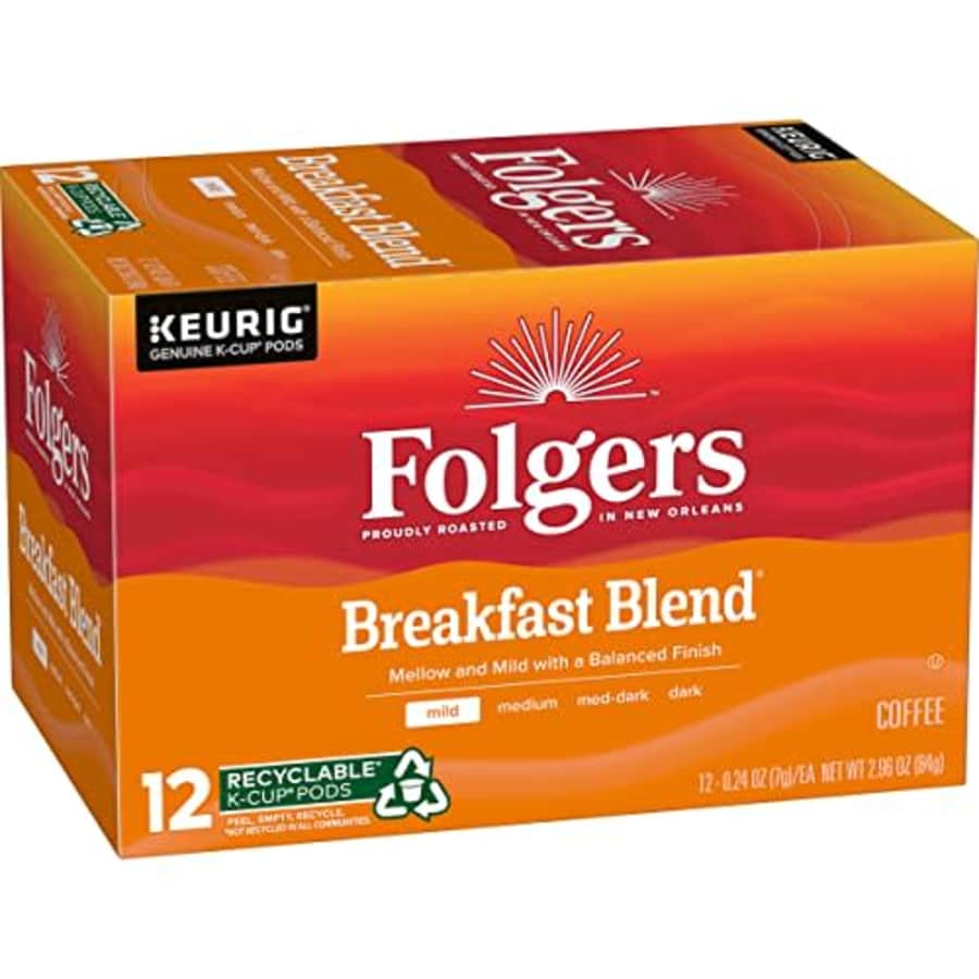 Folgers Breakfast Blend Mild Roast Coffee, 72 Keurig K-Cup Pods for $53 Folgers Breakfast Blend Mild Roast Coffee, 72 Keurig K-Cup Pods for $53