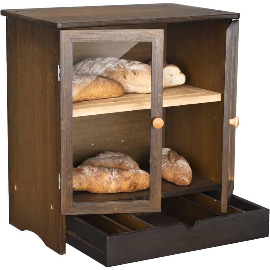 ErgoDesign Bamboo 2-Layer Bread Box w/ Drawer for $30