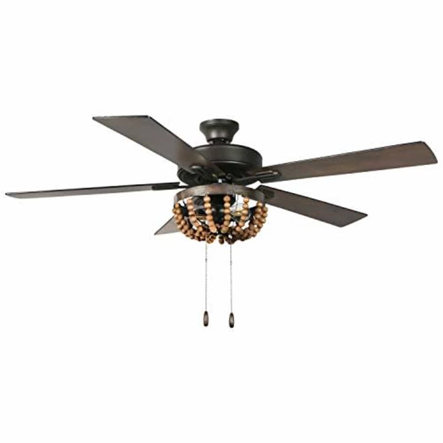 River of Goods Farmhouse 52 Inch Wooden Bead LED Ceiling Fan, Brown for $190 River of Goods Farmhouse 52 Inch Wooden Bead LED Ceiling Fan, Brown for $190
