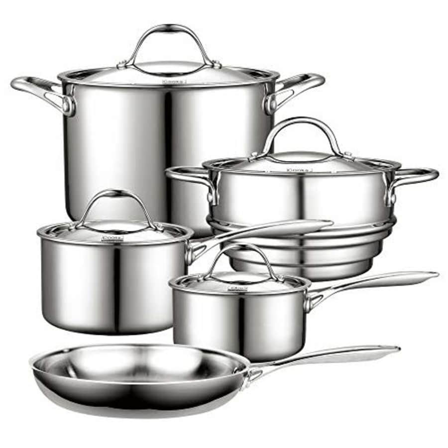 Cooks Standard Multi-Ply Clad Stainless Steel Cookware Set, 9 Piece, Silver for $135