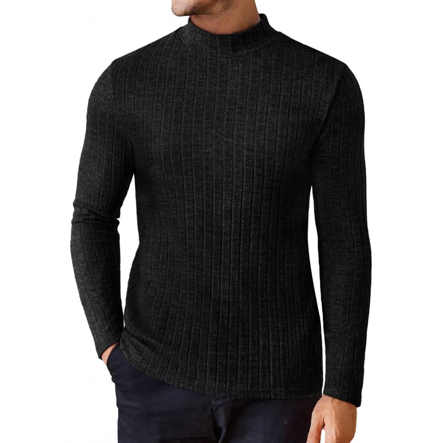 Ekouaer Men's Mock Turtleneck Ribbed Knit Sweater for $5.98 via Prime