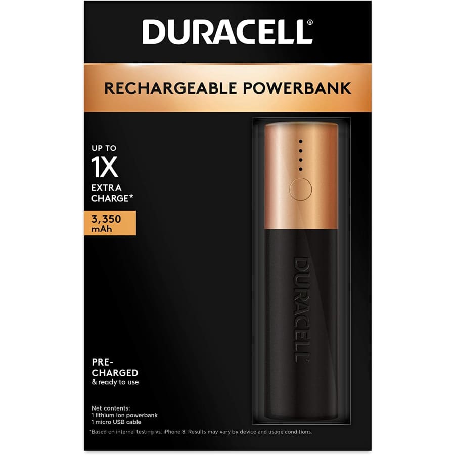 Duracell 3,350mAh Rechargeable Powerbank for $17 Duracell 3,350mAh Rechargeable Powerbank for $17