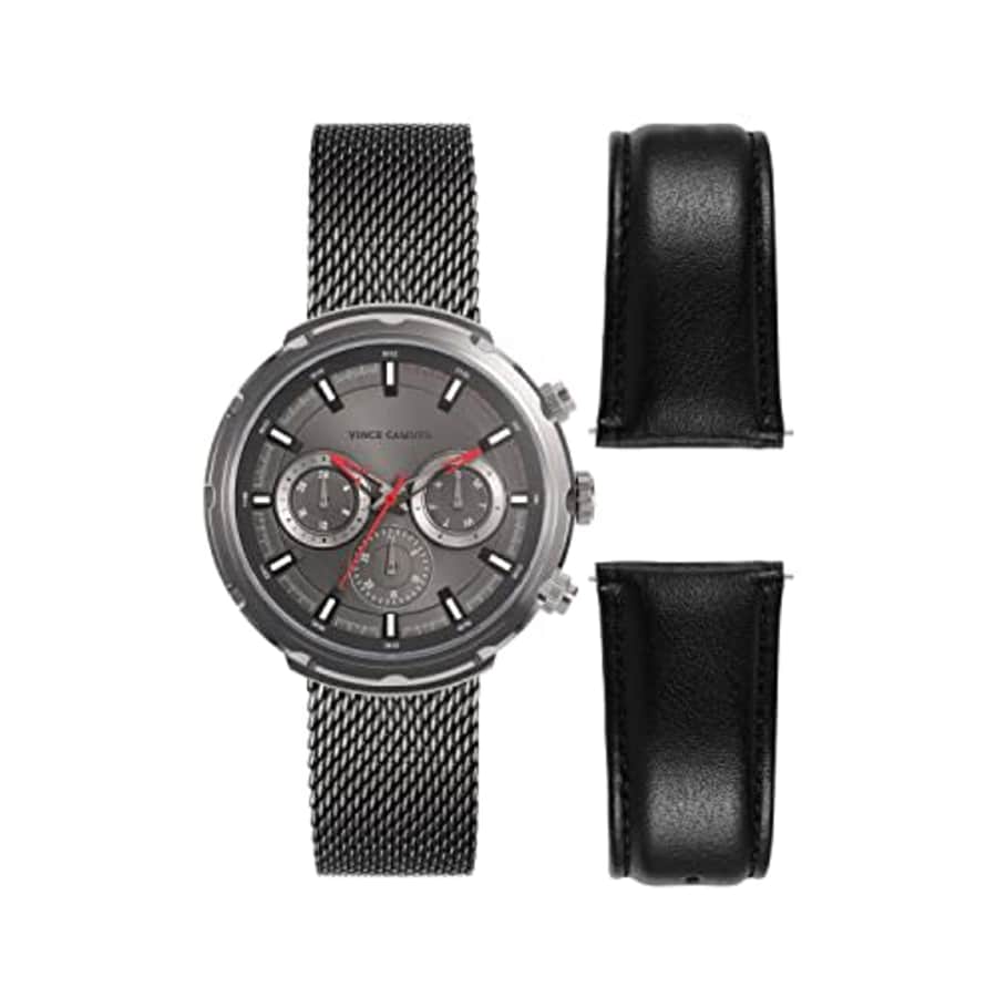 Vince Camuto Men's Multi-Function Mesh Bracelet Watch with Interchangeable Leather Strap, VC/1158 for $98 Vince Camuto Men's Multi-Function Mesh Bracelet Watch with Interchangeable Leather Strap, VC/1158 for $98