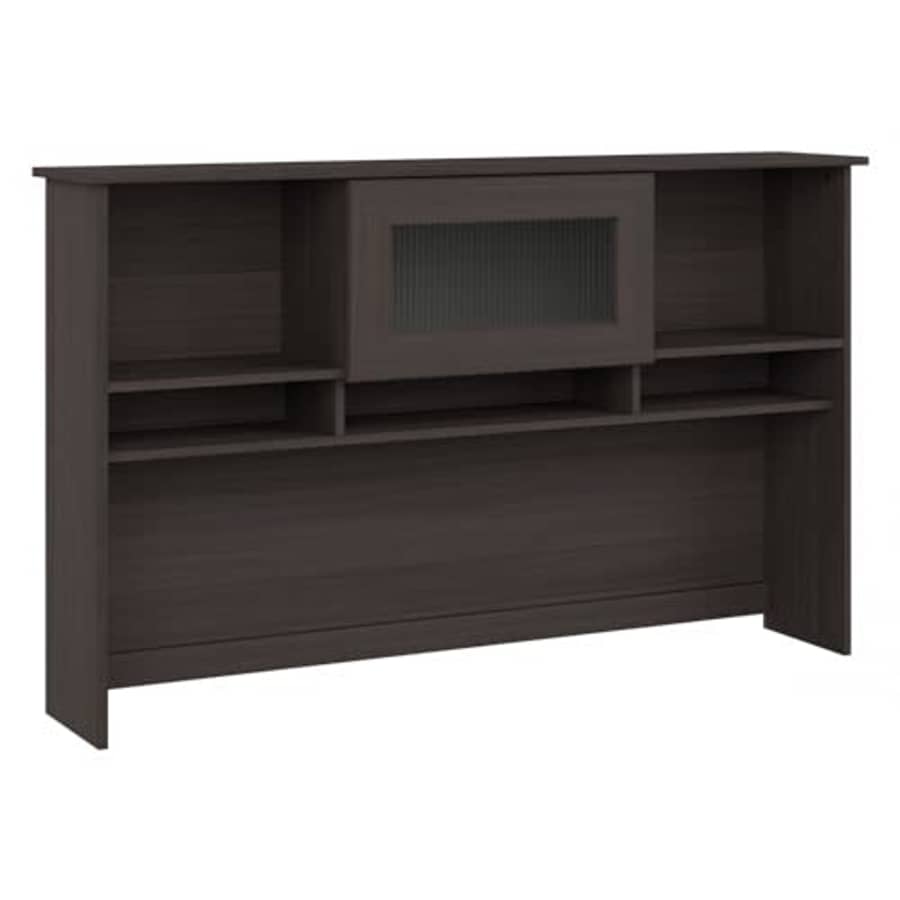 Bush Furniture Cabot 60W Desk Hutch in Heather Gray, Attachment with Shelves and Cabinet for Home for $230