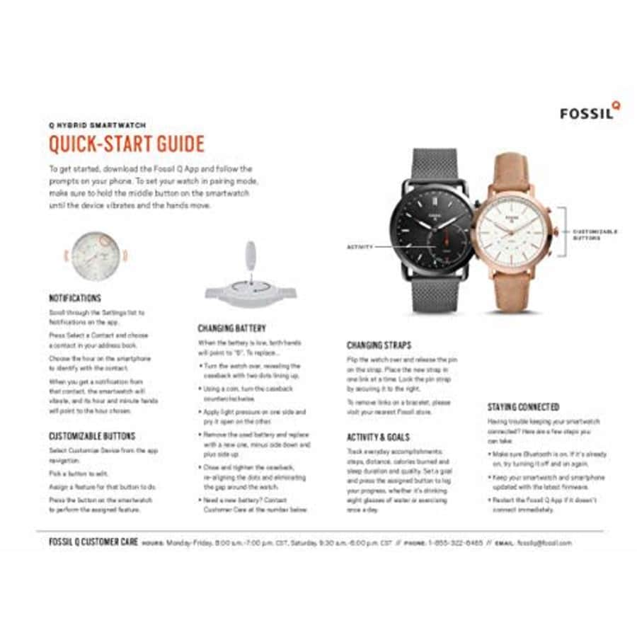 Fossil Q Men's Nate Stainless Steel Hybrid Smartwatch, Color: Black (Model: FTW1115) for $165