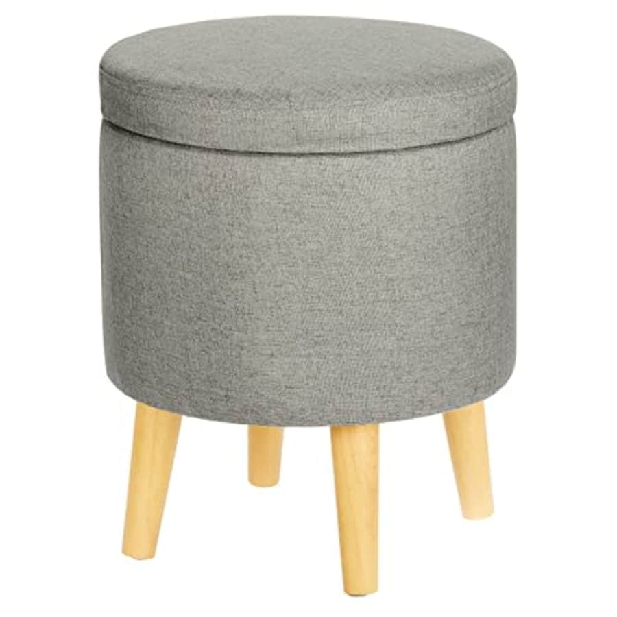mDesign Round Storage Ottoman Foot Rest Chair - Small Stool Furniture Organizer and Seat with Wood for $63