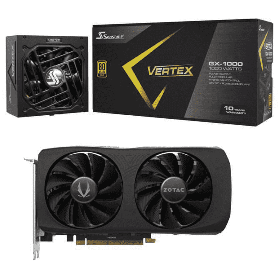 Zotac GeForce RTX 4070 Super Twin Edge 12GB Graphics Card w/ Seasonic 1000W Gold ATX Power Supply for $760 Zotac GeForce RTX 4070 Super Twin Edge 12GB Graphics Card w/ Seasonic 1000W Gold ATX Power Supply for $760
