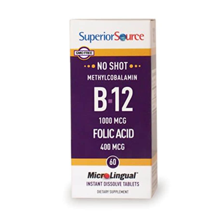 Superior Source No Shot Methylcobalamin B12 with Folic Acid Multivitamin, 60 Count for $16
