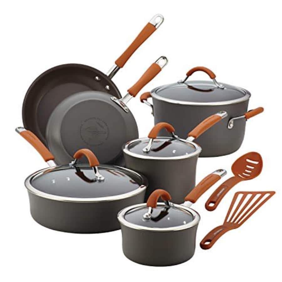 Rachael Ray Cucina Dishwasher Safe Hard Anodized Nonstick Cookware Pots and Pans Set, 12 Piece, for $190