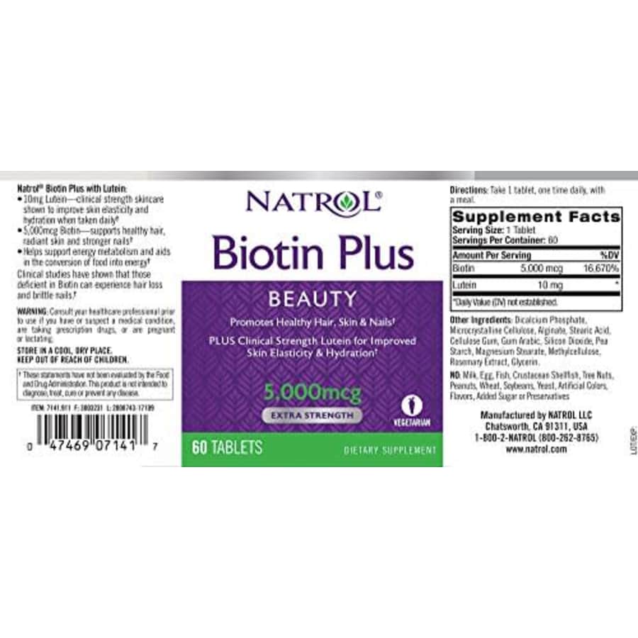 Natrol Biotin Beauty Plus Lutein Tablets, Promotes Healthy Hair, Skin & Nails, Improves Skin for $8 Natrol Biotin Beauty Plus Lutein Tablets, Promotes Healthy Hair, Skin & Nails, Improves Skin for $8
