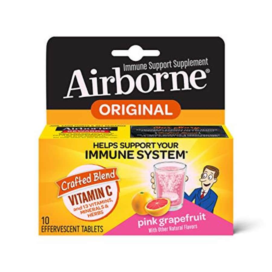 Vitamin C 1000mg (per serving) - Airborne Pink Grapefruit Effervescent Tablets (10 count in a box), for $48