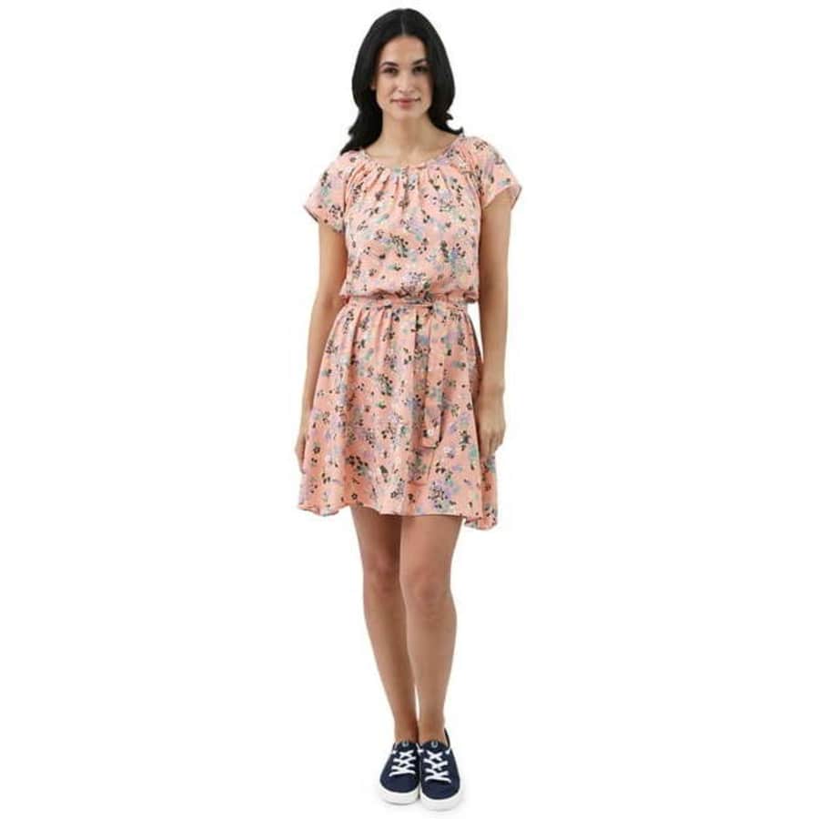 Chaps Women's Pleat Neck Crepe Dress for $8