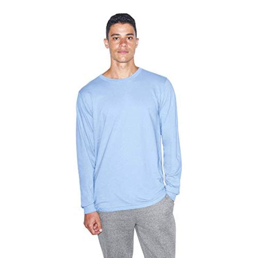 American Apparel Men's Fine Jersey Crewneck Long Sleeve T-Shirt, Baby Blue, Small for $9