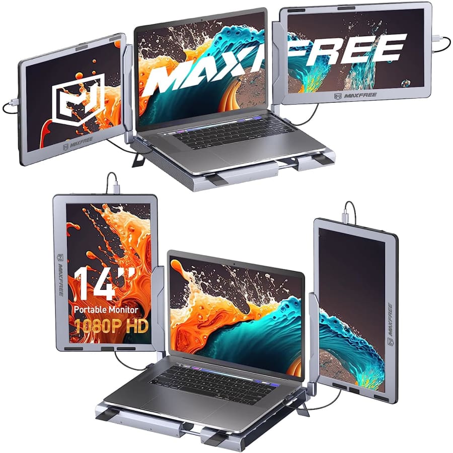 Maxfree 1080p 14" Portable Laptop Monitors w/ Stand for $360