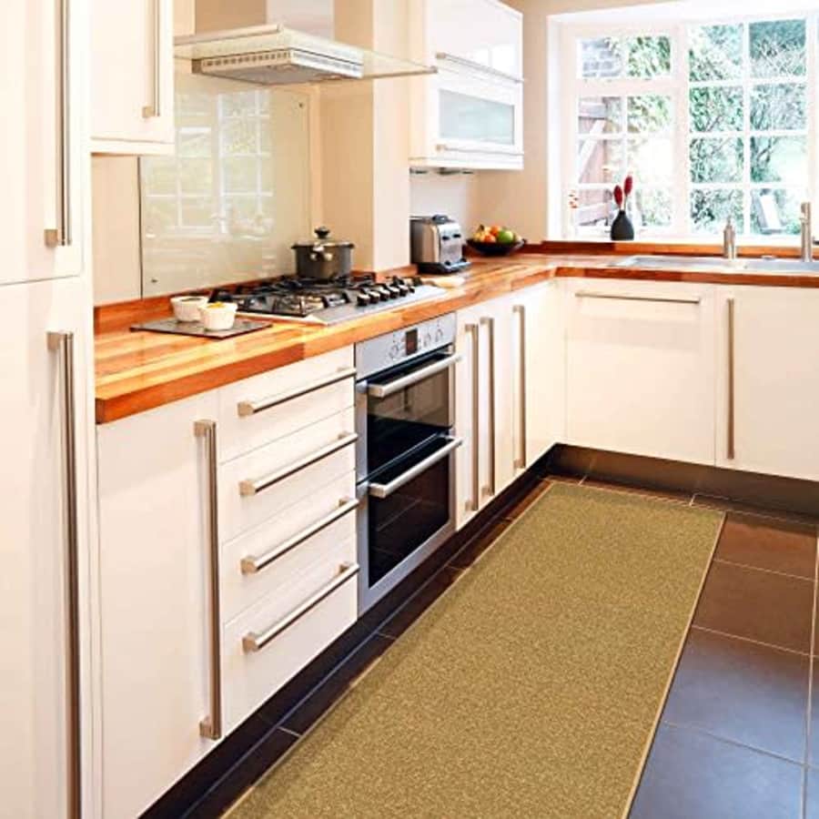 Ottomanson Ottohome Collection Solid Design Non-Slip Rubberback 2x6 Runner Rug, 2'3" x 6', Beige for $39