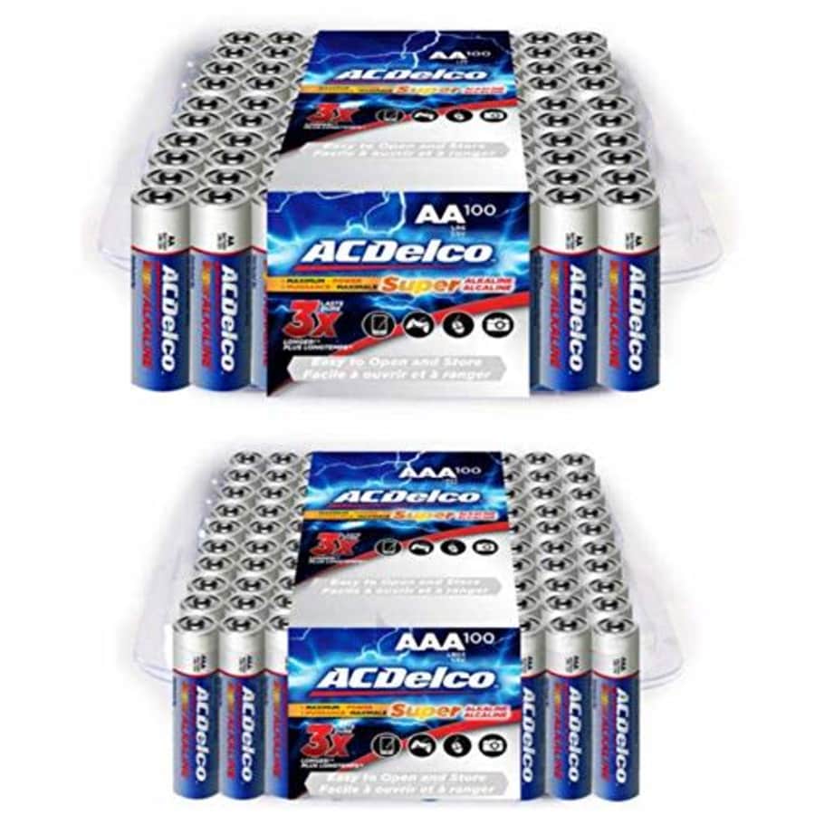 ACDelco 100-Count Each AA and AAA Batteries, Maximum Power Super Alkaline Battery for $43 ACDelco 100-Count Each AA and AAA Batteries, Maximum Power Super Alkaline Battery for $43