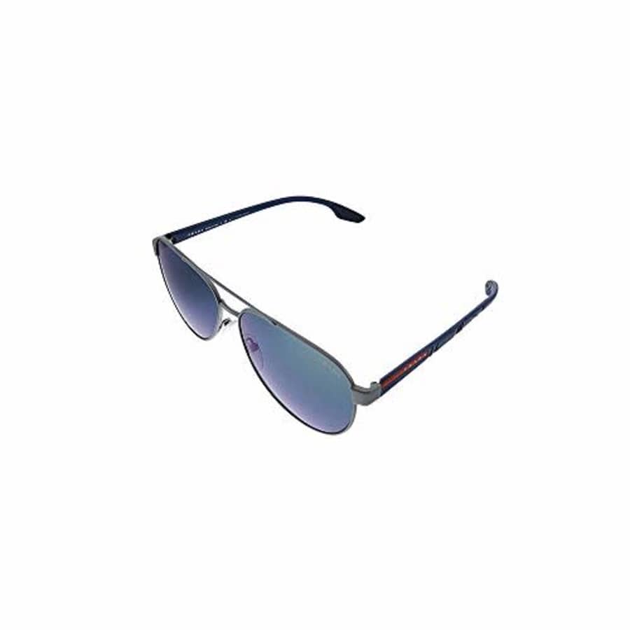 Prada Linea Rossa PS 54TS DG1387 Gunmetal Metal Pilot Sunglasses Blue Mirror Lens for $258