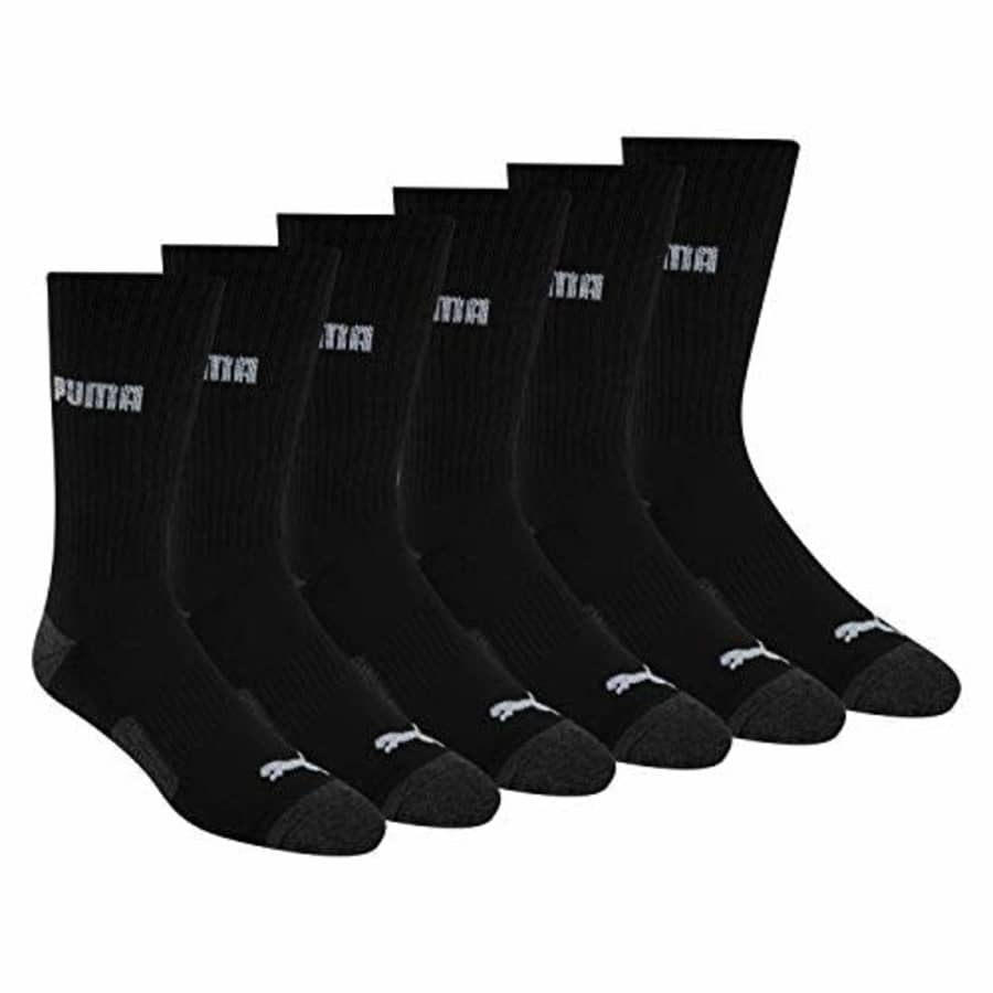 Puma Men's 6 Pack Crew Socks, black/Gray, 10-13 for $32 Puma Men's 6 Pack Crew Socks, black/Gray, 10-13 for $32