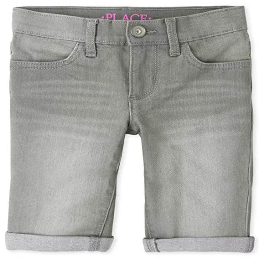 The Children's Place Girls' Denim Skimmer Shorts, Fog WASH, 5 for $10