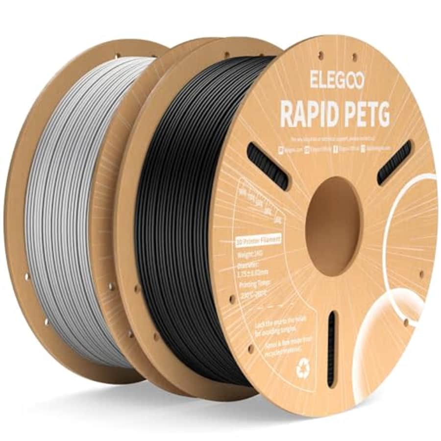 ELEGOO Rapid PETG Filament 1.75mm Black & Gray 2KG, High Speed Tough 3D Printer Filament for $24