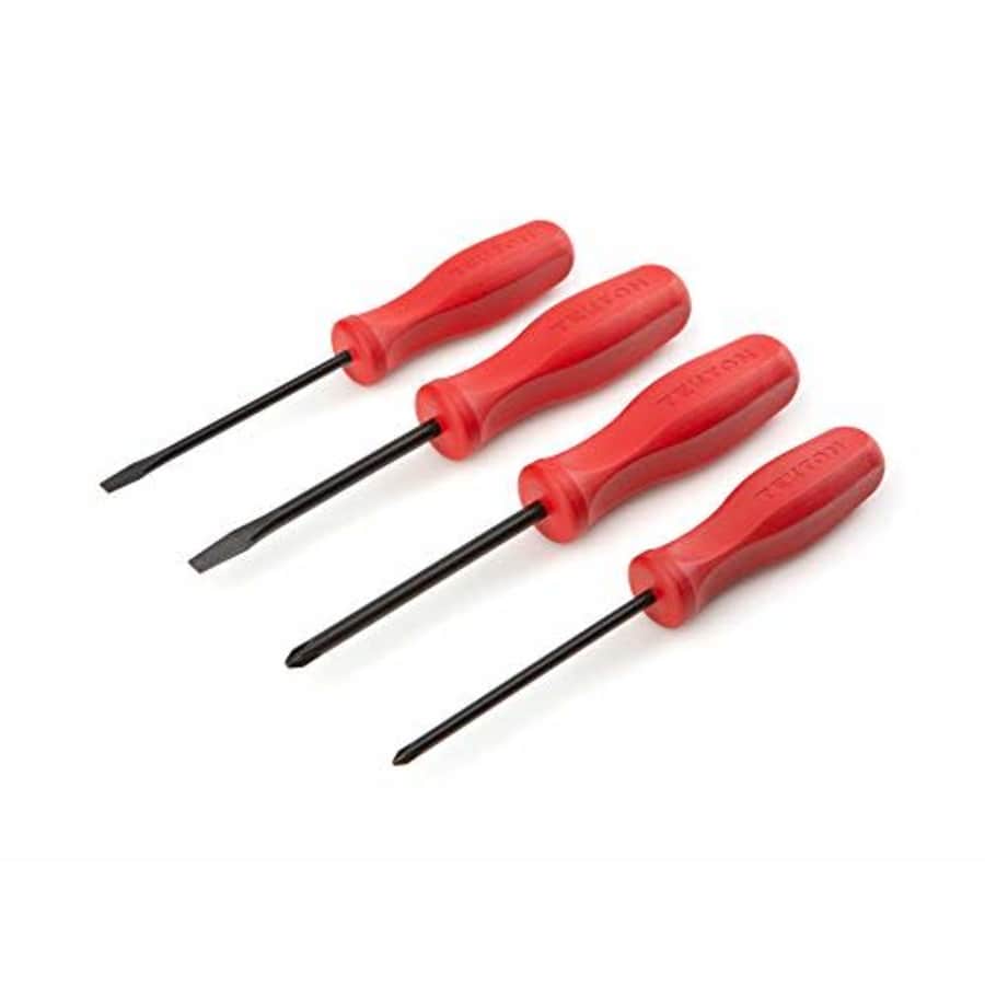 TEKTON Hard-Handle Black Oxide Blade Screwdriver Set, 4-Piece (#1-#2, 3/16-1/4 in.) | Made in USA | for $31