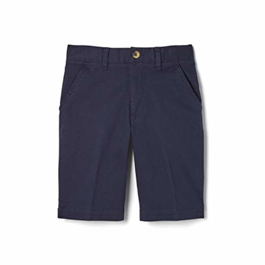 French Toast Boys' Adjustable Waist Stretch Twill Flat Front Short (Standard & Husky), Navy, 14 for $20