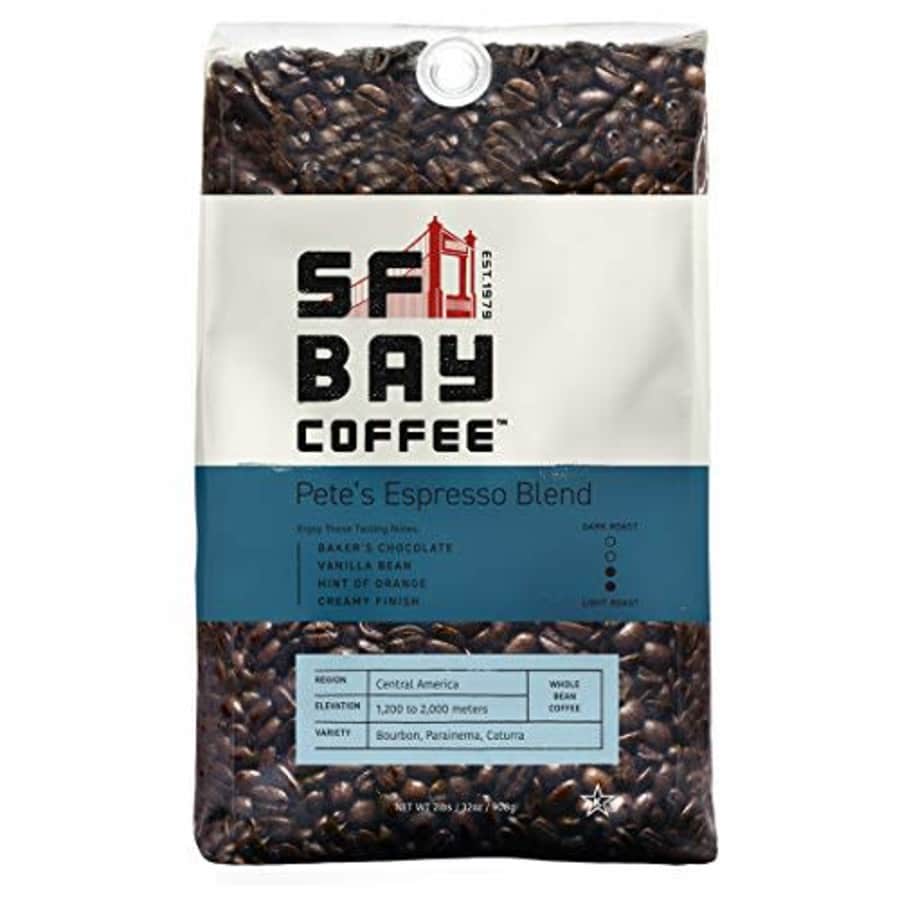 SF Bay Coffee Pete's Espresso Blend Whole Bean 2LB (32 Ounce) Dark Roast (Packaging May Vary) for $22 SF Bay Coffee Pete's Espresso Blend Whole Bean 2LB (32 Ounce) Dark Roast (Packaging May Vary) for $22