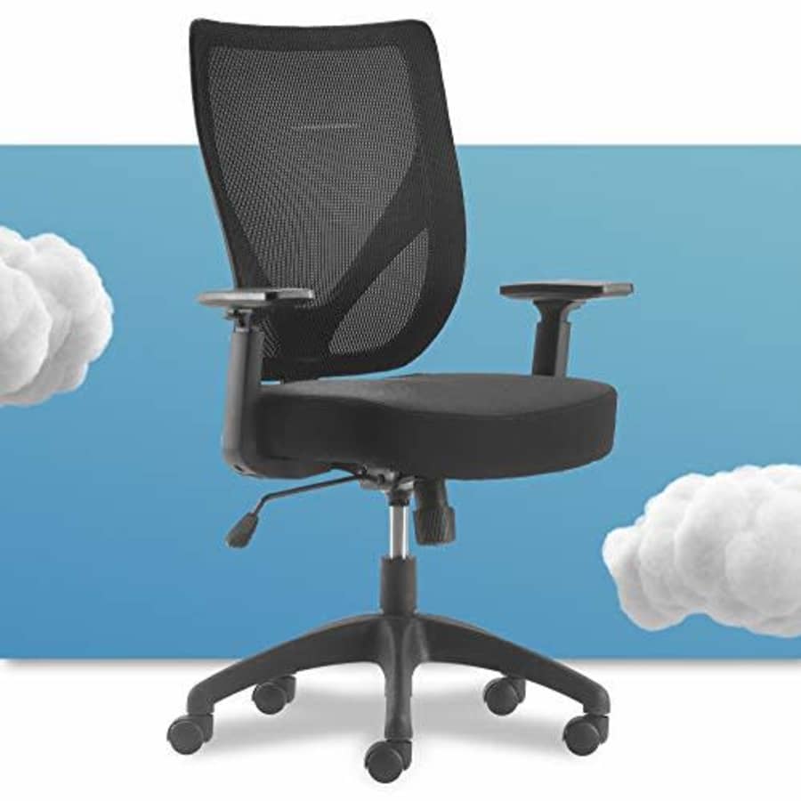Serta Production Office Chair with Nylon Base Adjustable Ergonomic Midback Lumbar Support, for $120