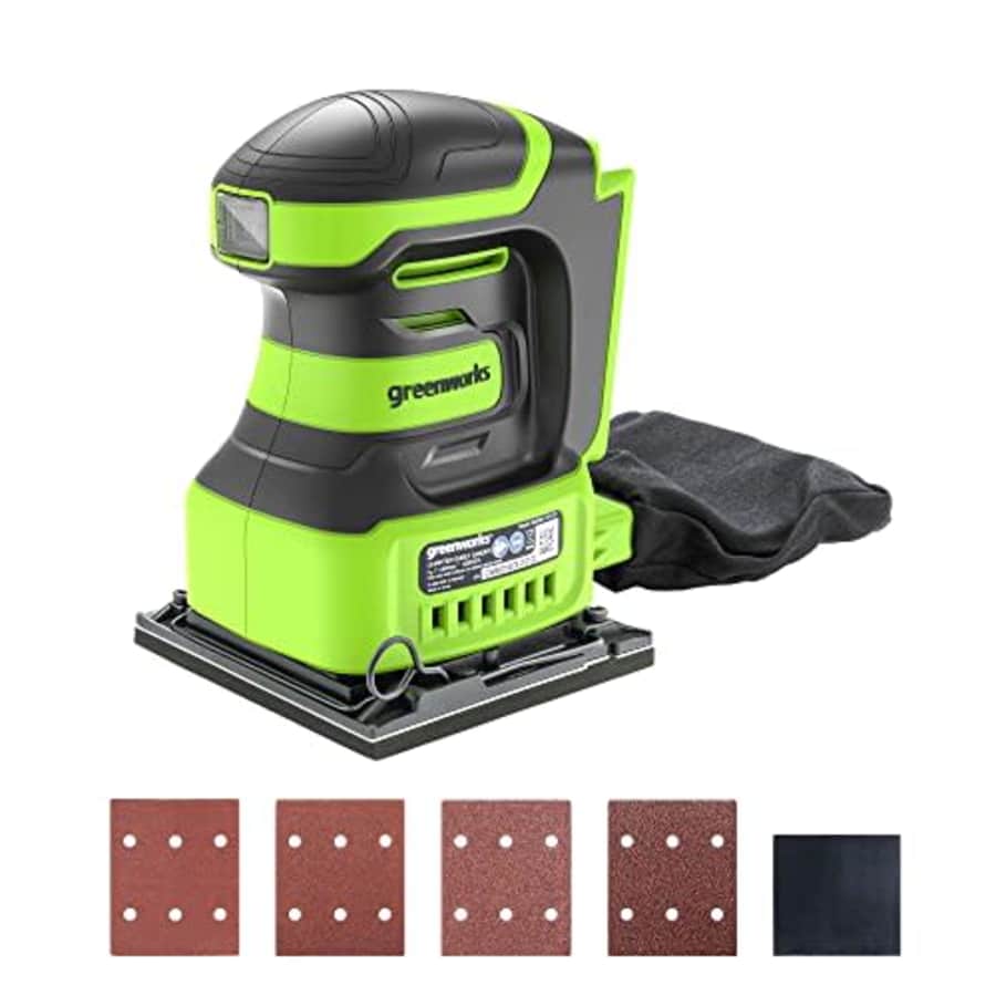 Greenworks 24V Cordless 1/4 Quarter Sheet Sander Tool Only, 11,000 OPM Sander with Dust Collection for $50