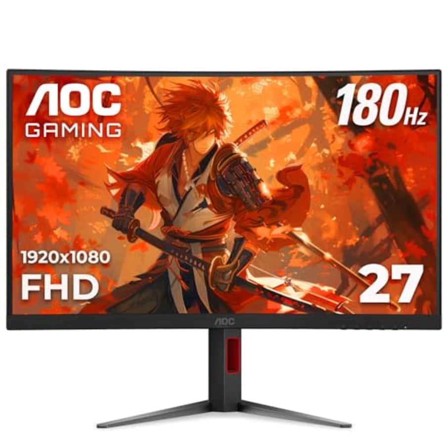 AOC C27G4H 27" Curved Gaming Monitor, FHD 1080p, 180Hz, AMD FreeSync, 3-Year Zero Dead Pixel for $150