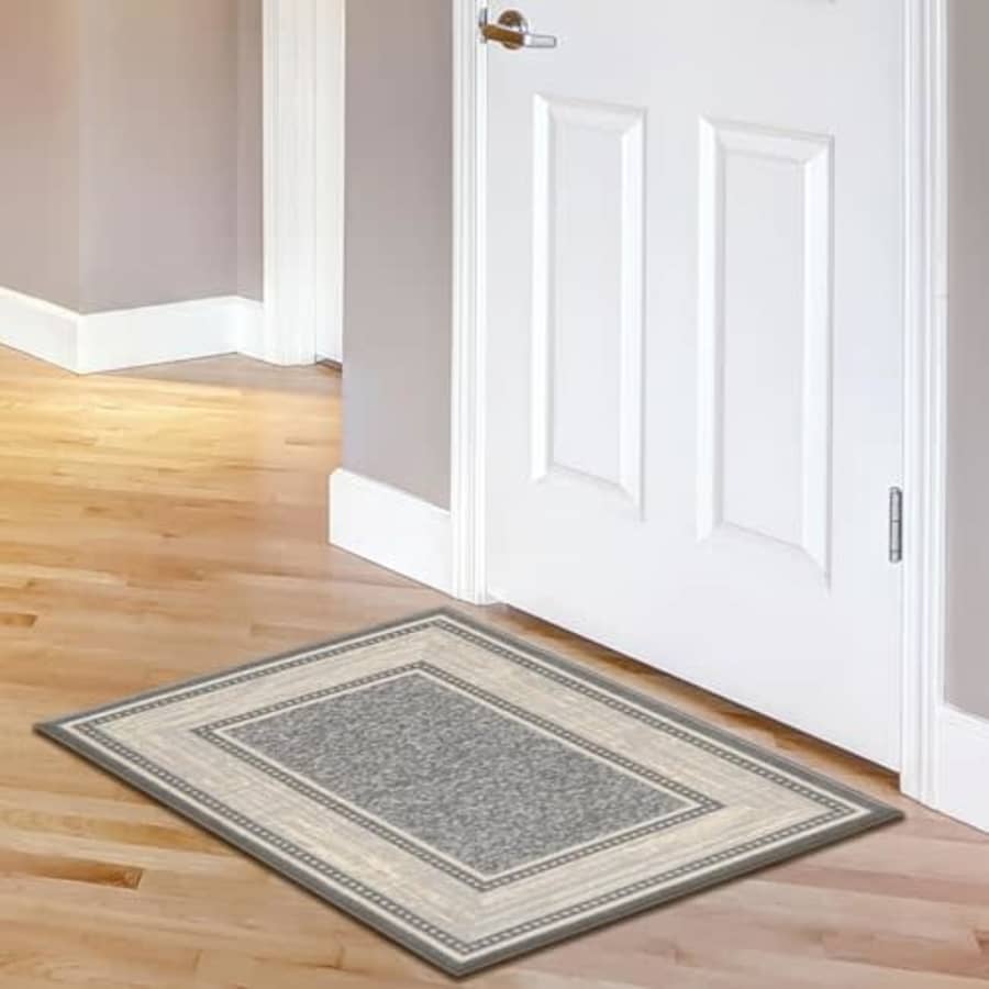 Ottomanson Machine Washable Bordered Design Non-Slip Rubberback 2x3 Traditional Area Rug for Entryway, for $14