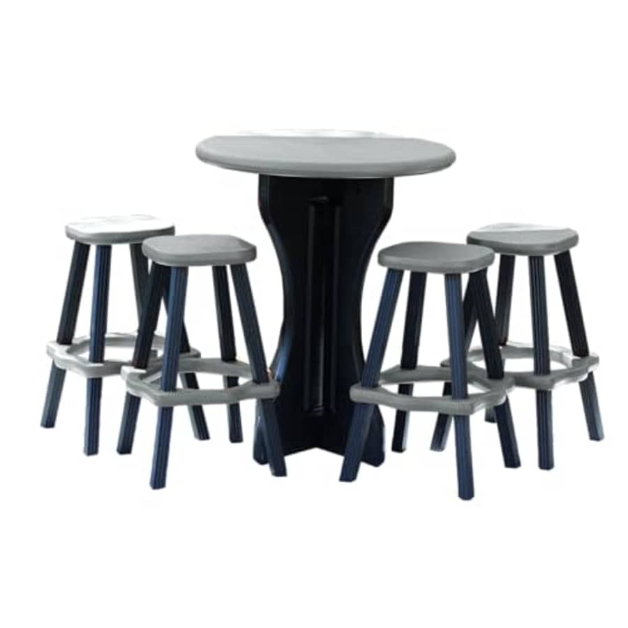 Leisure Accents Patio Table Set with Four Barstools - Black Base with Deep Grey Accents - Perfect for $190 Leisure Accents Patio Table Set with Four Barstools - Black Base with Deep Grey Accents - Perfect for $190