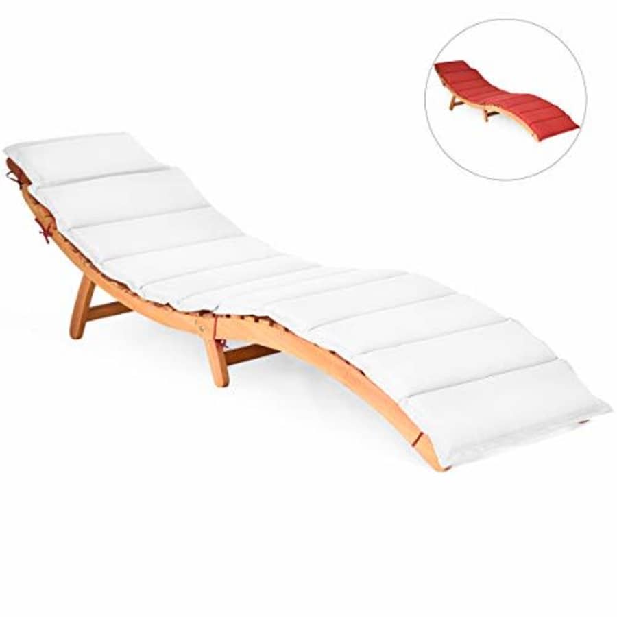 Tangkula Folding Patio Lounge Chair, Solid Wood Outdoor Lounger Chair, Sun Lounger Chair with for $110