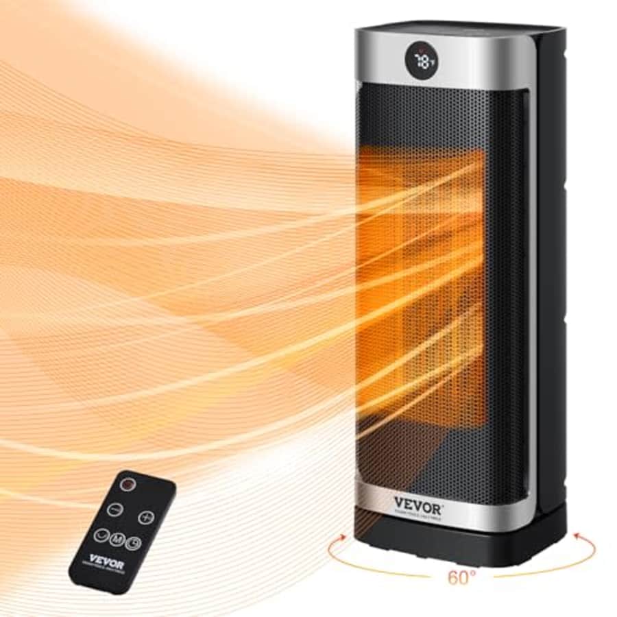 VEVOR Electric Space Heater with Thermostat Remote Control, 2-Level Adjustable Quiet Ceramic Heater for $6 VEVOR Electric Space Heater with Thermostat Remote Control, 2-Level Adjustable Quiet Ceramic Heater for $6