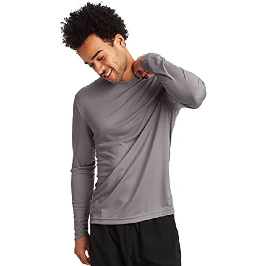 Hanes Men's Long Sleeve Cool Dri T-Shirt UPF 50+, Large, 2 Pack ,Graphite for $13 Hanes Men's Long Sleeve Cool Dri T-Shirt UPF 50+, Large, 2 Pack ,Graphite for $13