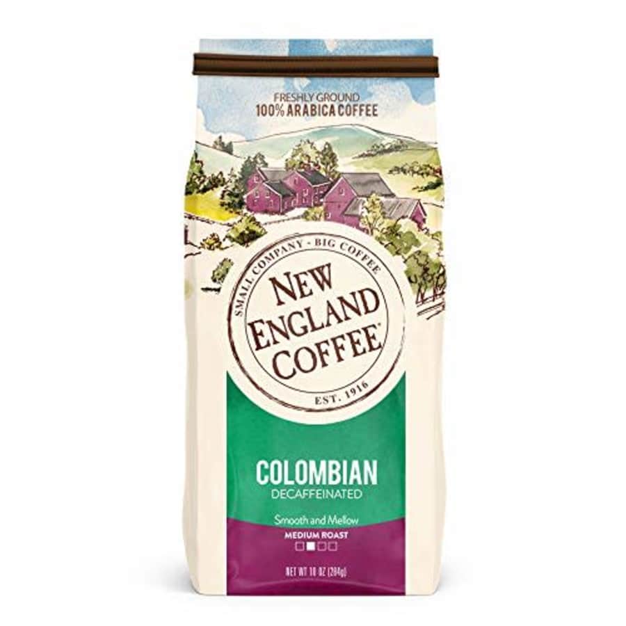New England Coffee Colombian Decaffeinated Medium Roast Ground Coffee 10 oz. Bag for $8