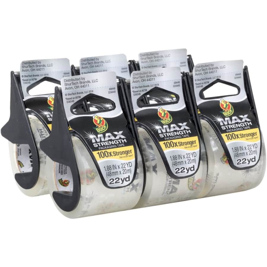 Duck Brand MAX Strength 1.88" x 22 yd Packing Tape 6-Pack for $16