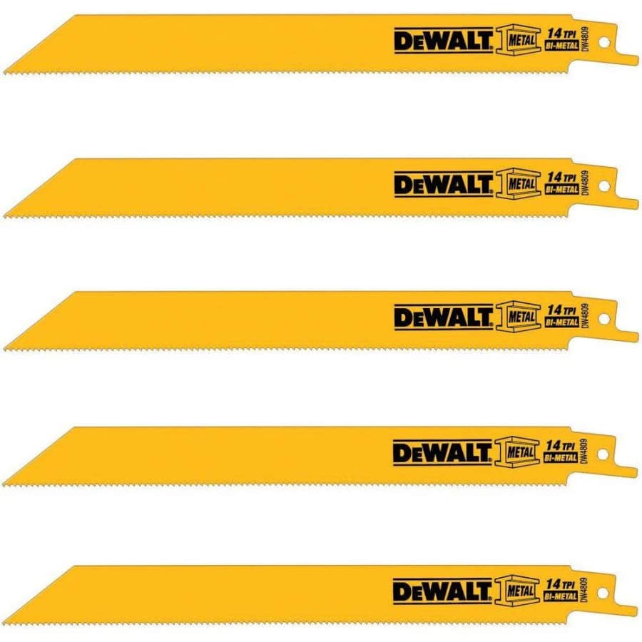 DeWalt 5-Piece Reciprocating Saw Blade Set for $20