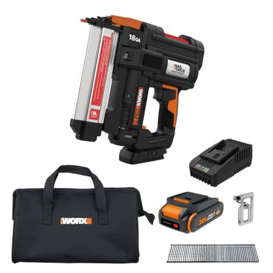 Worx Nitro 20V 18GA Brad Nailer Cordless Fires 80 Nails Per Minute, Cordless Nail Gun for $160 Worx Nitro 20V 18GA Brad Nailer Cordless Fires 80 Nails Per Minute, Cordless Nail Gun for $160