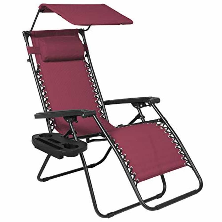 Best Choice Products Folding Zero Gravity Outdoor Recliner Patio Lounge Chair w/Adjustable Canopy for $59