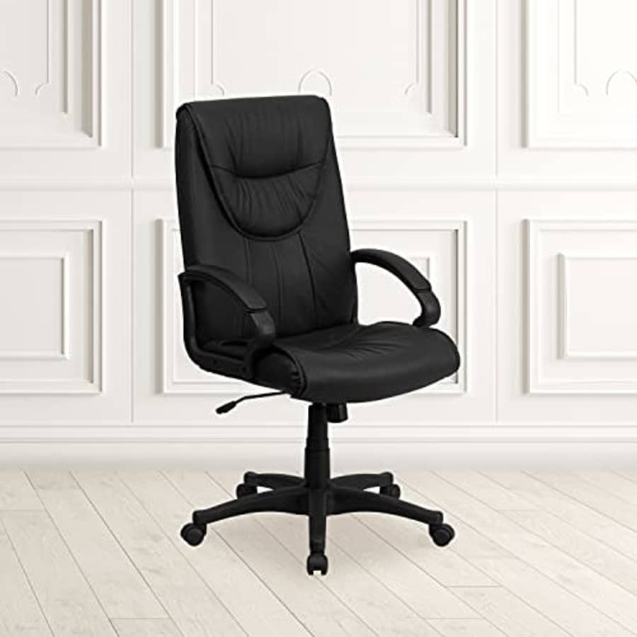 Flash Furniture High Back Black Leather Executive Swivel Office Chair with Arms for $302 Flash Furniture High Back Black Leather Executive Swivel Office Chair with Arms for $302