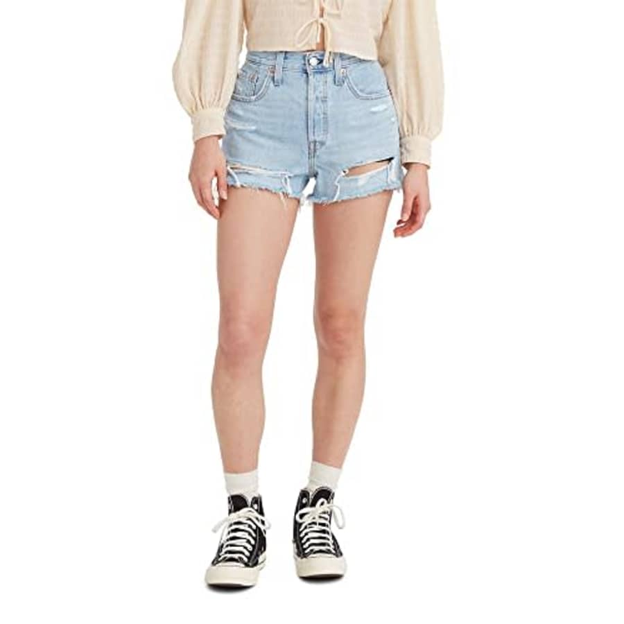 Levi's Women's 501 Original Shorts, Medium Indigo-Destructed, 27 for $50
