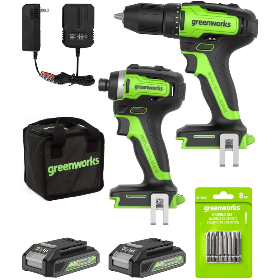 Greenworks 24V Brushless Power Tools Combo Kit with 2 Batteries for $100 Greenworks 24V Brushless Power Tools Combo Kit with 2 Batteries for $100