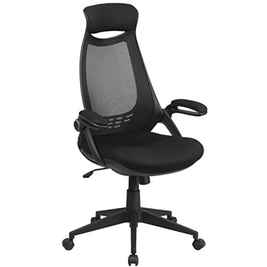 Flash Furniture Ivan High Back Black Mesh Executive Swivel Office Chair with Flip-Up Arms for $157 Flash Furniture Ivan High Back Black Mesh Executive Swivel Office Chair with Flip-Up Arms for $157