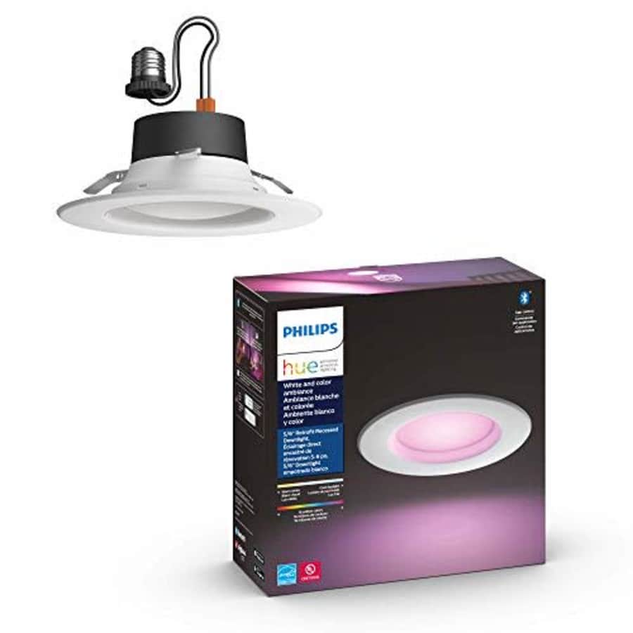 Philips Hue White & Color Ambiance Smart Retrofit Recessed Downlight 5/6", Bluetooth & Zigbee for $73